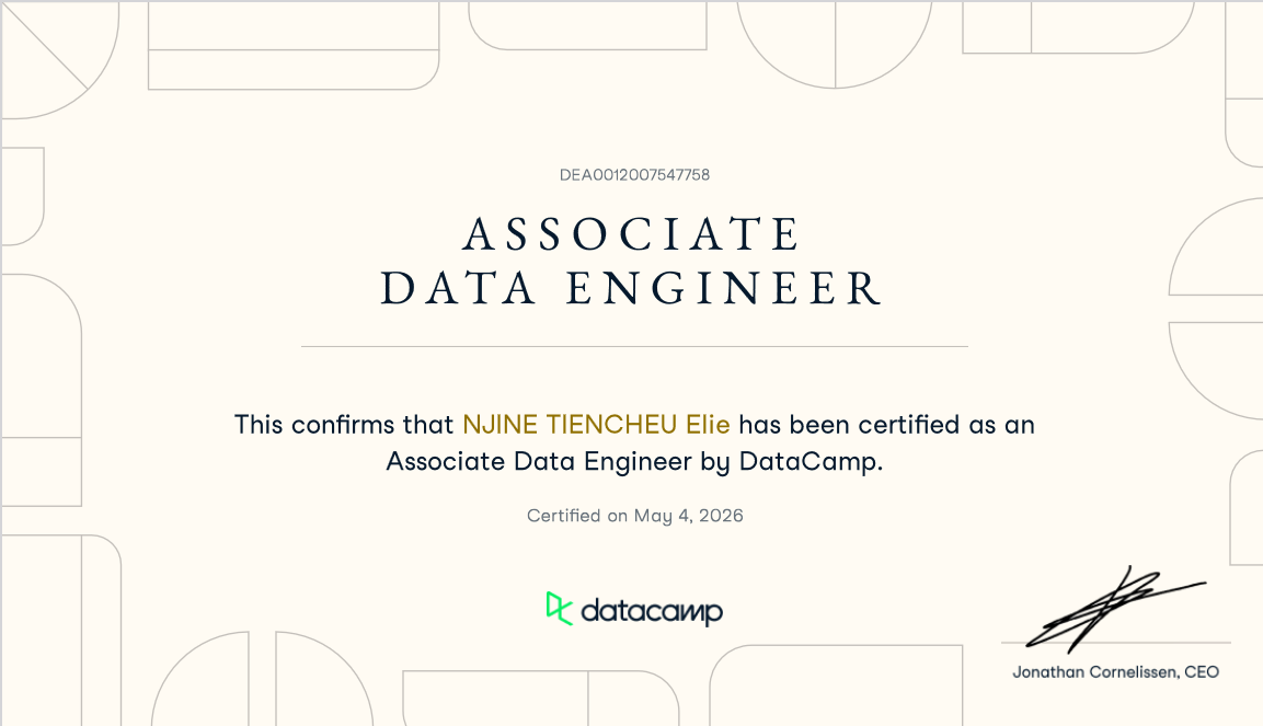 DataCamp Associate Data Engineer Certificate